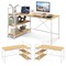 Costway Reversible L Shaped Computer Desk Corner Workstation with 3-Tier Open Shelf